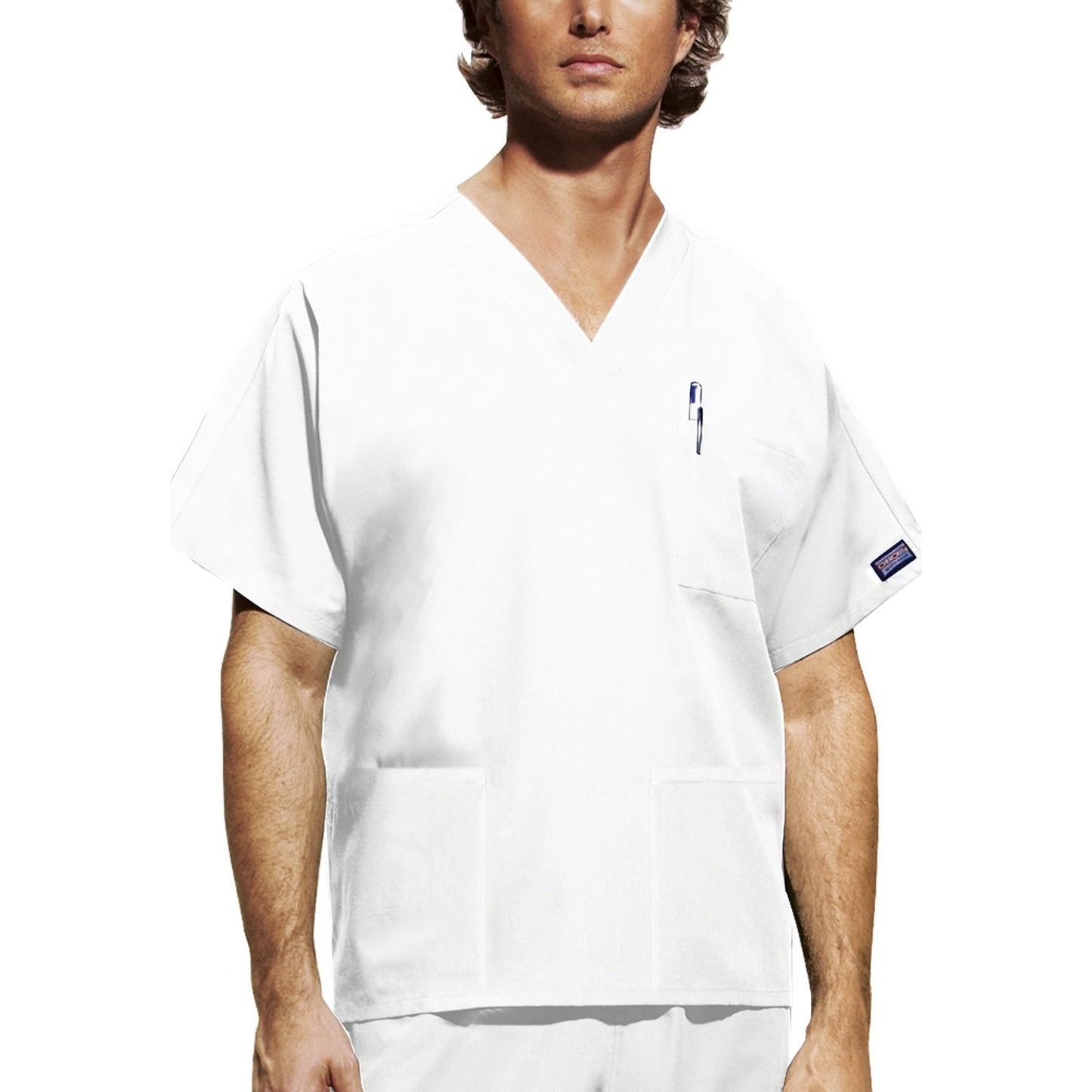 Cherokee WorkWear Unisex V-Neck Scrub Top Scrubs Cherokee XS White