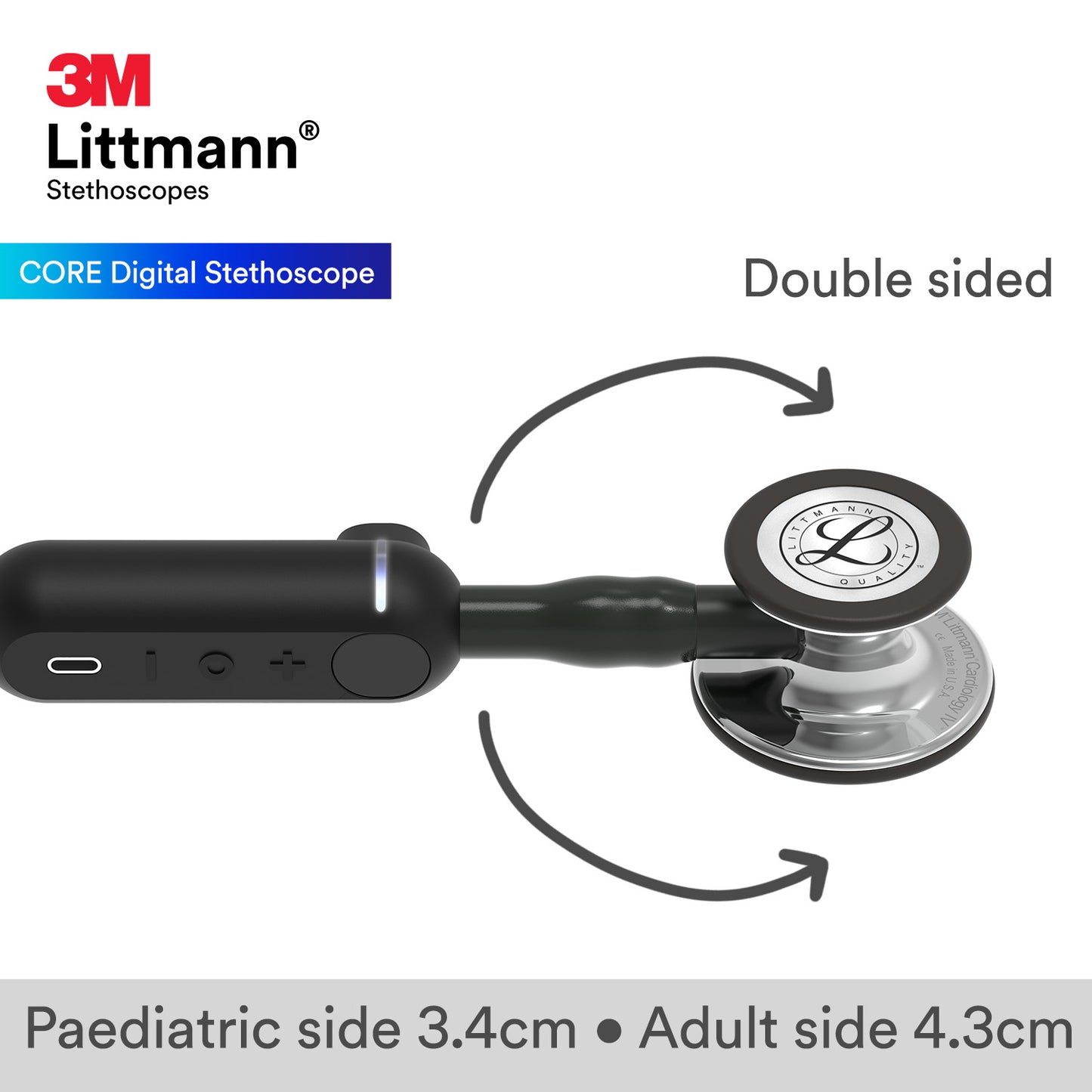 Littmann CORE Digital Stethoscope - 8890 Mirror Chestpiece & Black Stethoscopes 3M Littmann