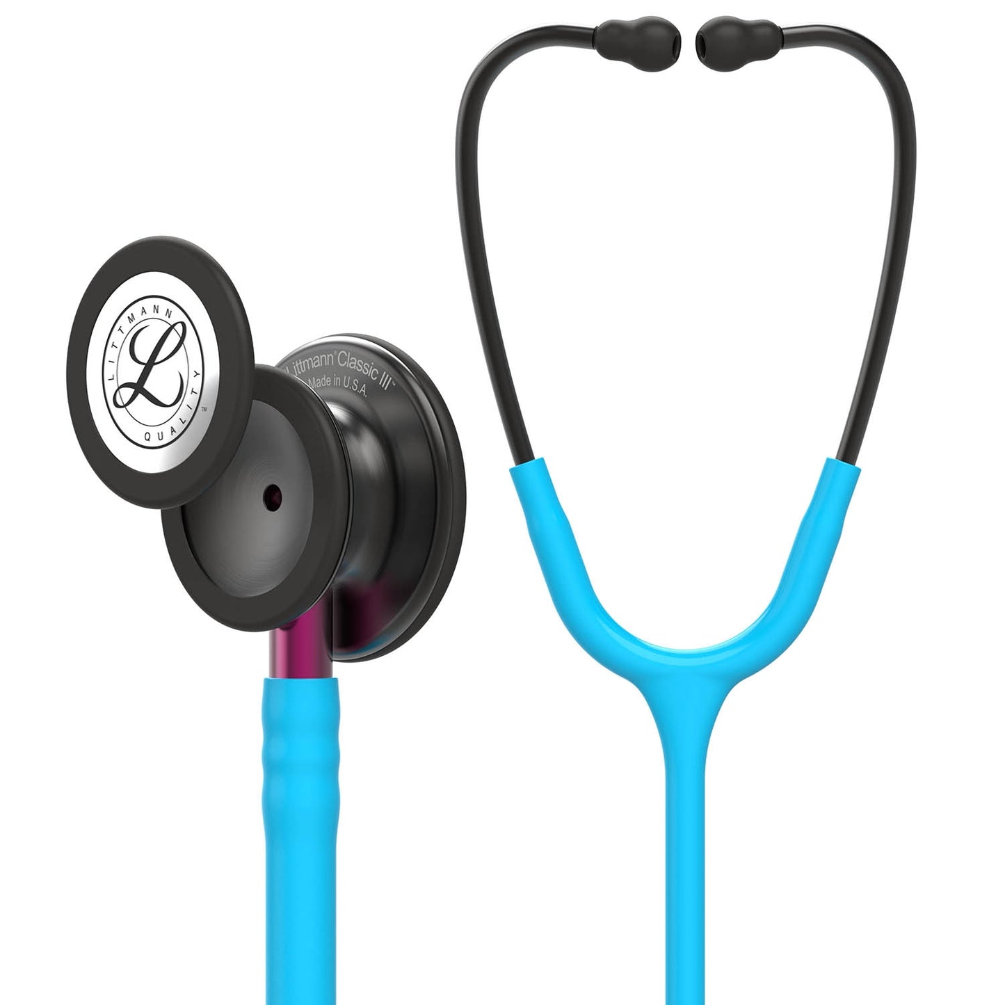 Littmann Classic III Monitoring Stethoscope: Smoke & Turquoise - Pink Stem 5872 Stethoscopes 3M Littmann   