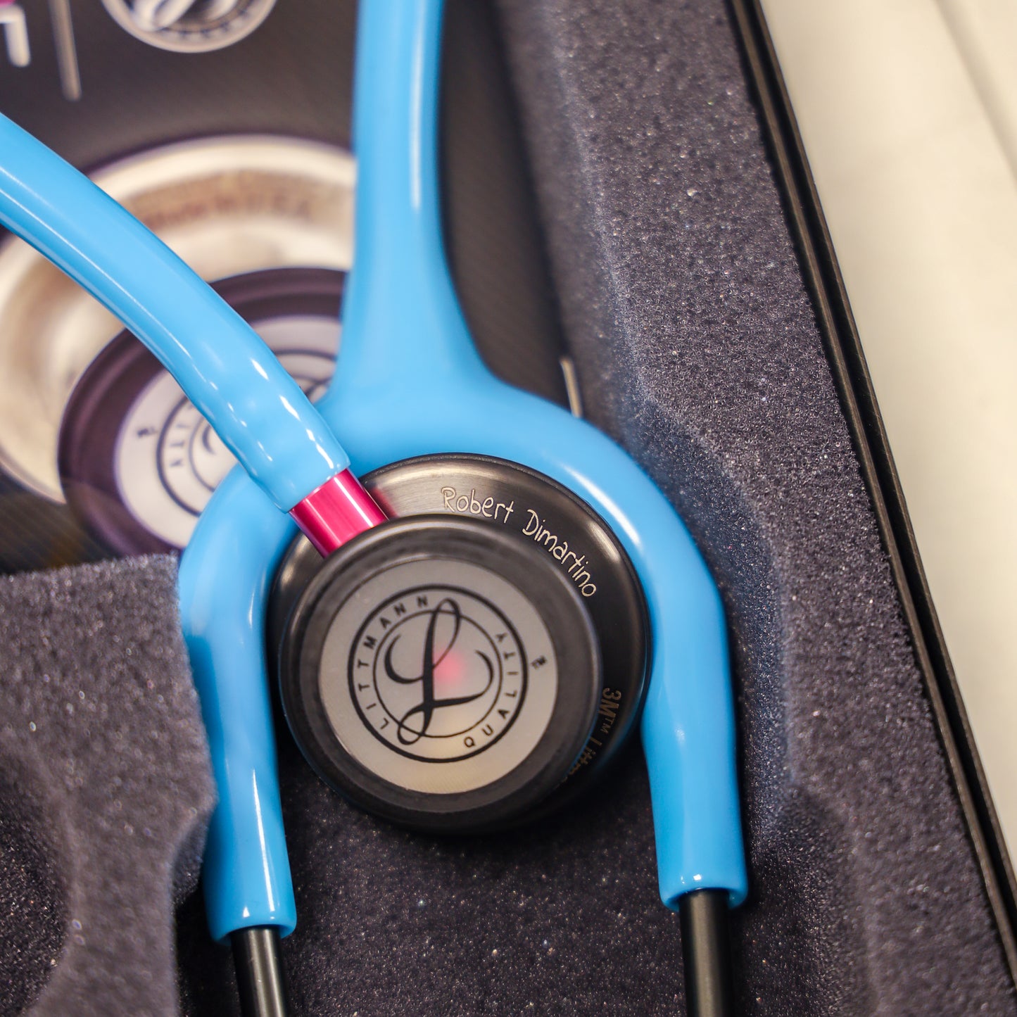 Littmann Classic III Monitoring Stethoscope: Smoke & Turquoise - Pink Stem 5872 Stethoscopes 3M Littmann