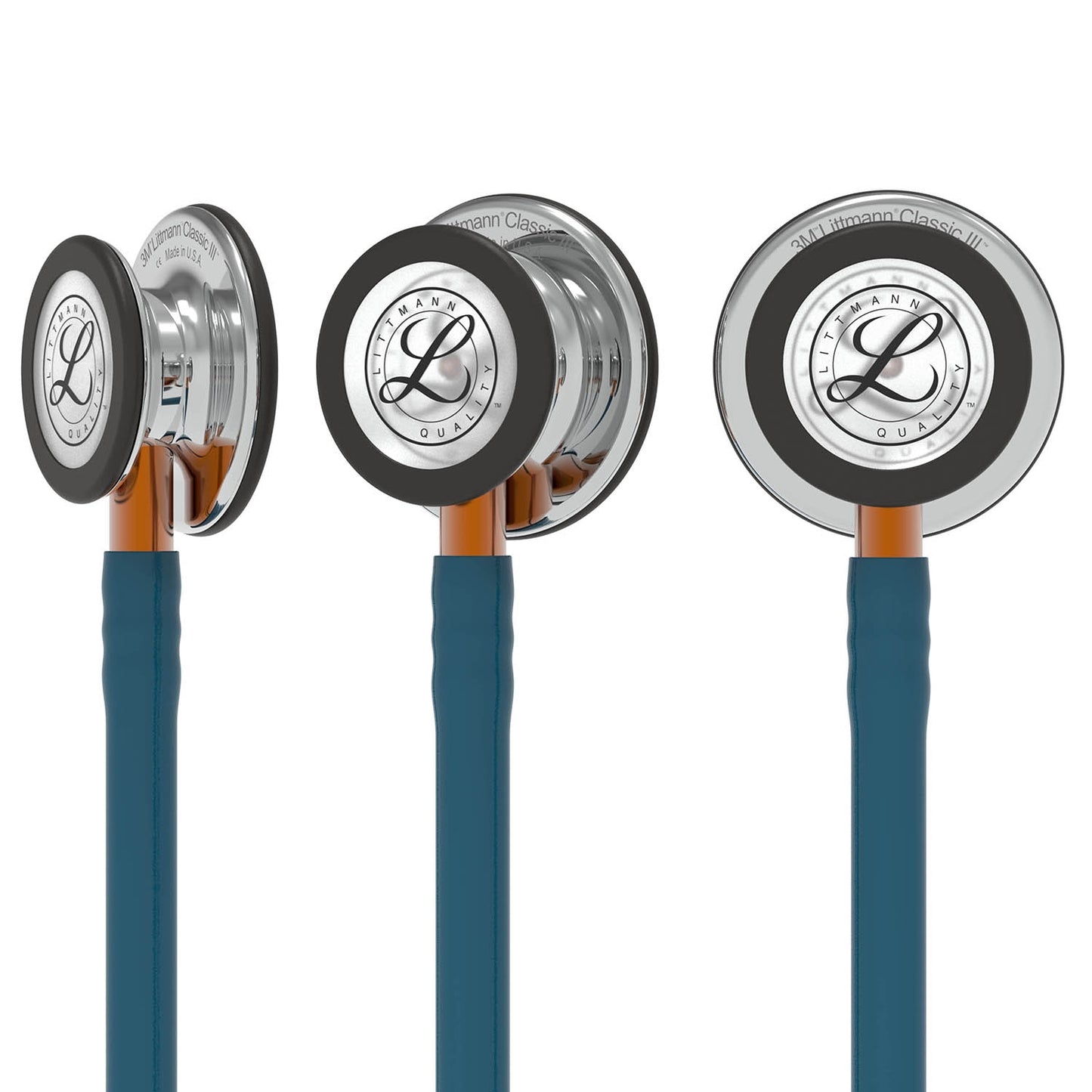 Littmann Classic III Monitoring Stethoscope: Mirror & Caribbean Blue - Orange Stem 5874 Stethoscopes 3M Littmann   