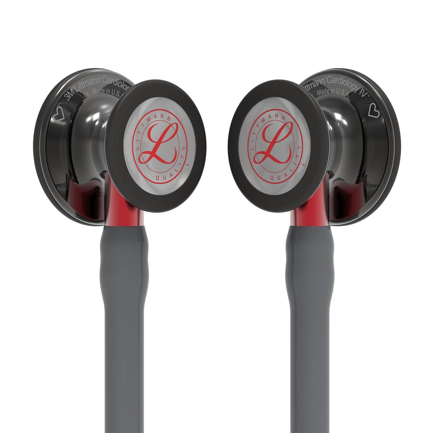 Littmann Cardiology IV Diagnostic Stethoscope: Grey & Smoke - Red Stem - Limited Edition Featuring Red Logo Diaphragm & Engraved Heart 6183 Stethoscopes 3M Littmann