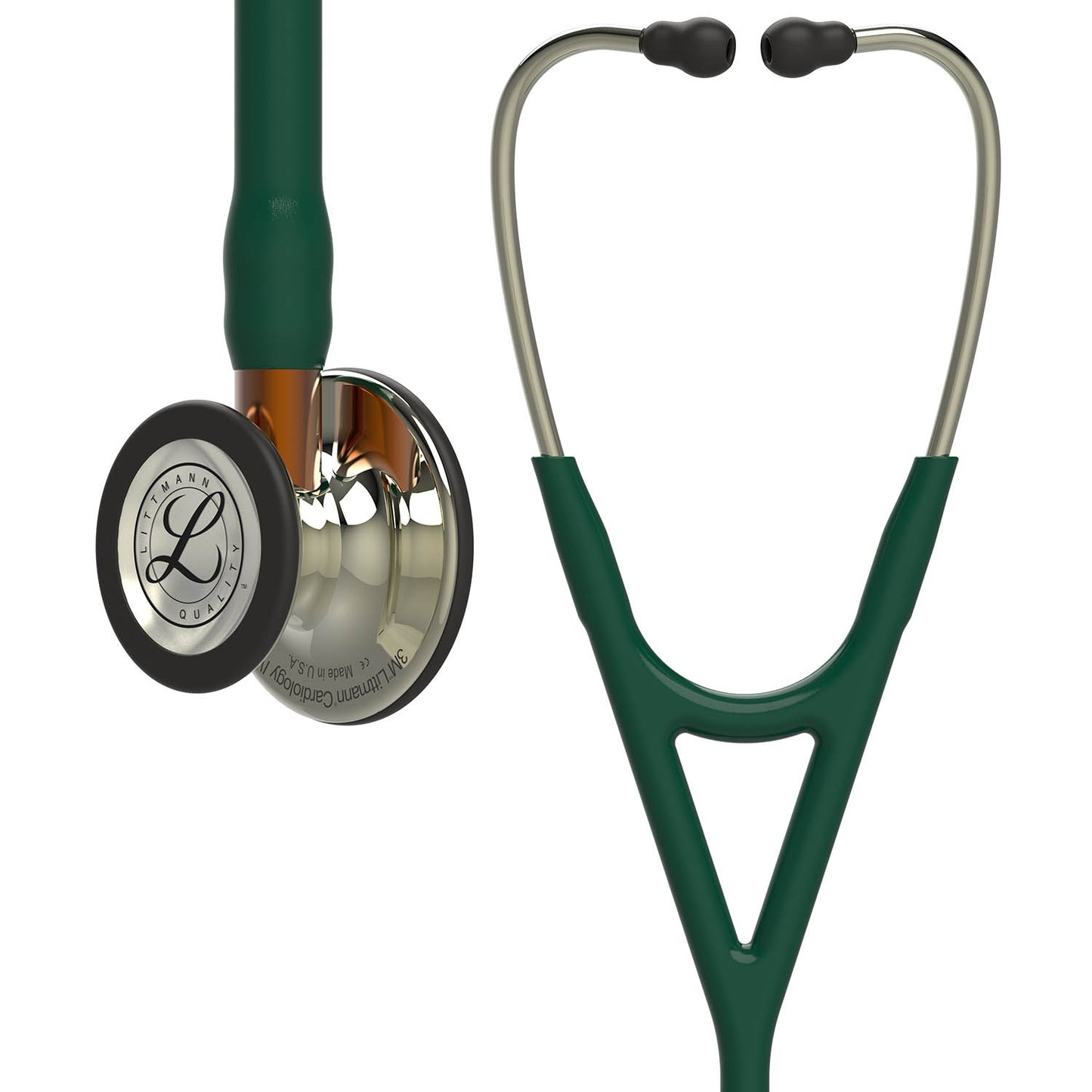 Littmann Cardiology IV Diagnostic Stethoscope: Polished Champagne & Hunter Green - Orange Stem 6206 Stethoscopes 3M Littmann