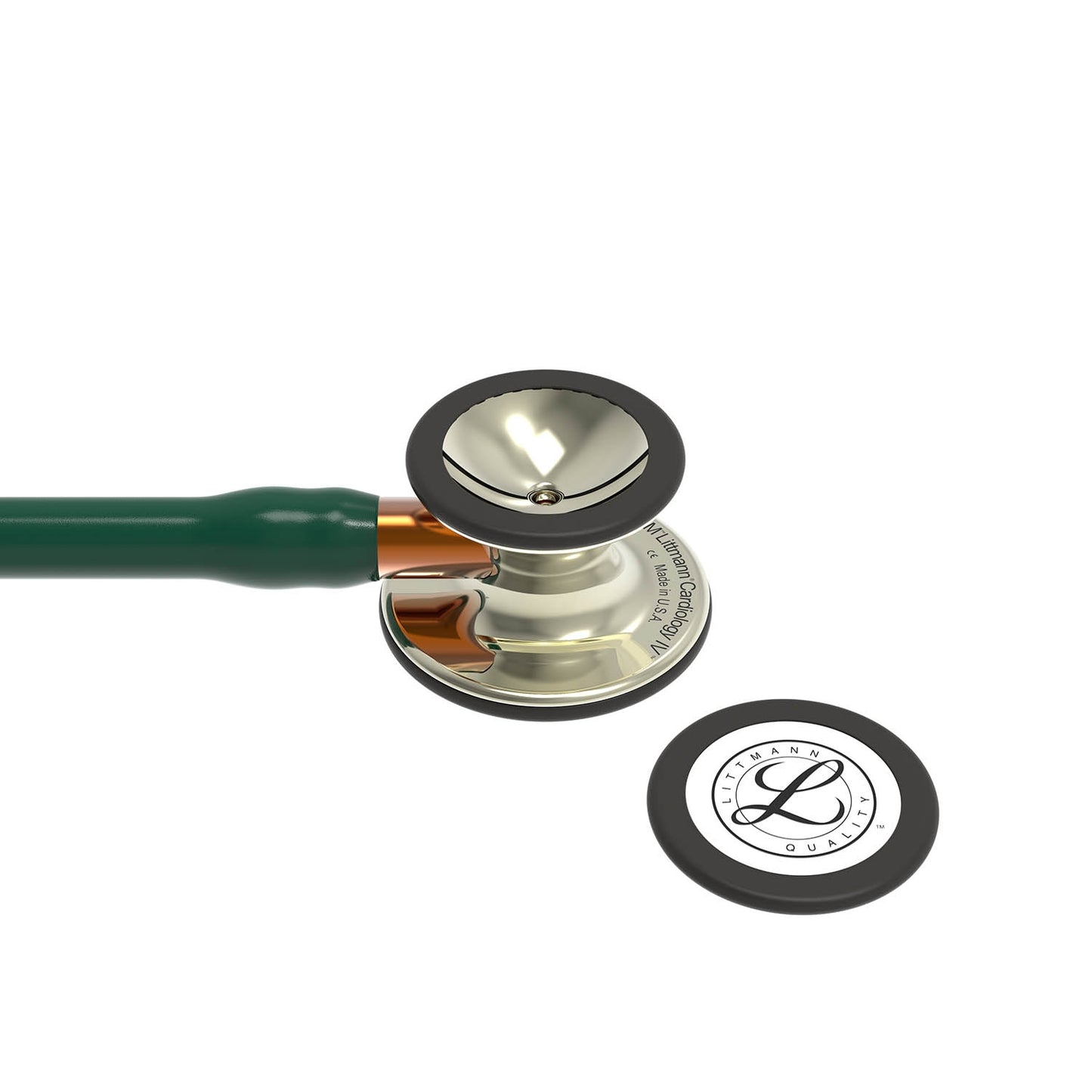 Littmann Cardiology IV Diagnostic Stethoscope: Polished Champagne & Hunter Green - Orange Stem 6206 Stethoscopes 3M Littmann