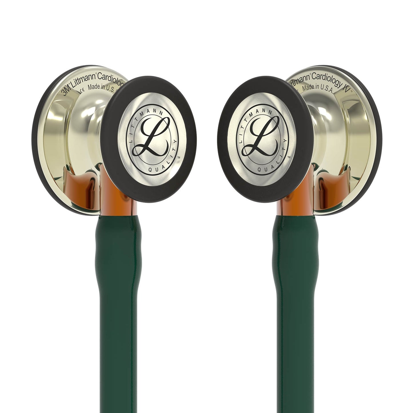 Littmann Cardiology IV Diagnostic Stethoscope: Polished Champagne & Hunter Green - Orange Stem 6206 Stethoscopes 3M Littmann