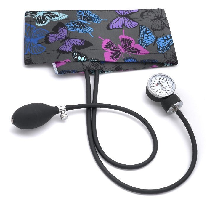 Premium Adult Aneroid Sphygmomanometer Blood Pressure Prestige Butterflies Grey