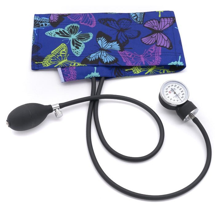 Premium Adult Aneroid Sphygmomanometer Blood Pressure Prestige Butterflies Navy