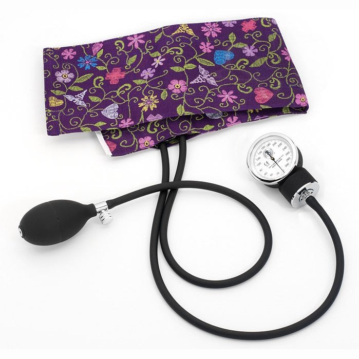 Premium Adult Aneroid Sphygmomanometer Blood Pressure Prestige Floral Stitch - Orchid