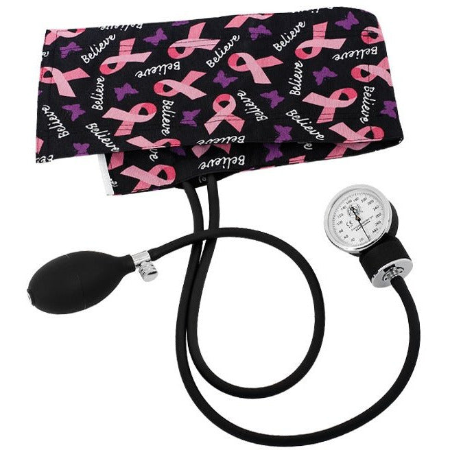 Premium Adult Aneroid Sphygmomanometer Blood Pressure Prestige Pink Ribbons and Butterflies