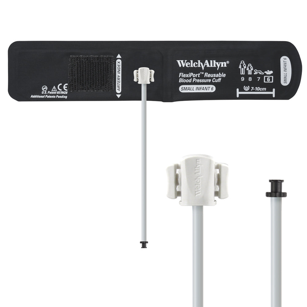 Welch Allyn FlexiPort Blood Pressure Cuff; Size-06 Small Infant, Reusable, 1-Tube (24.0 in/61.0 cm), Tri-Purpose (#5082-168) Connector Accessories Welch Allyn