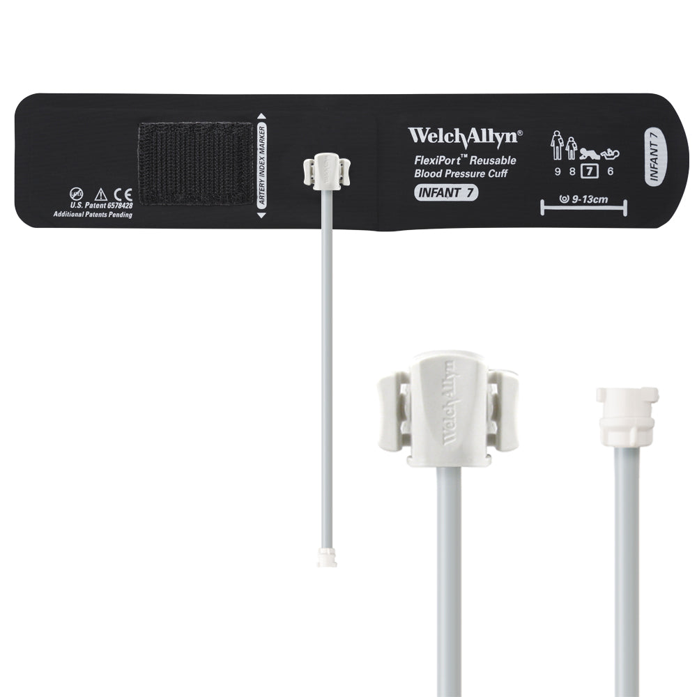 Welch Allyn FlexiPort Blood Pressure Cuff; Size-07 Infant, Reusable, 1-Tube, Female Locking (#5082-182) Connector Accessories Welch Allyn