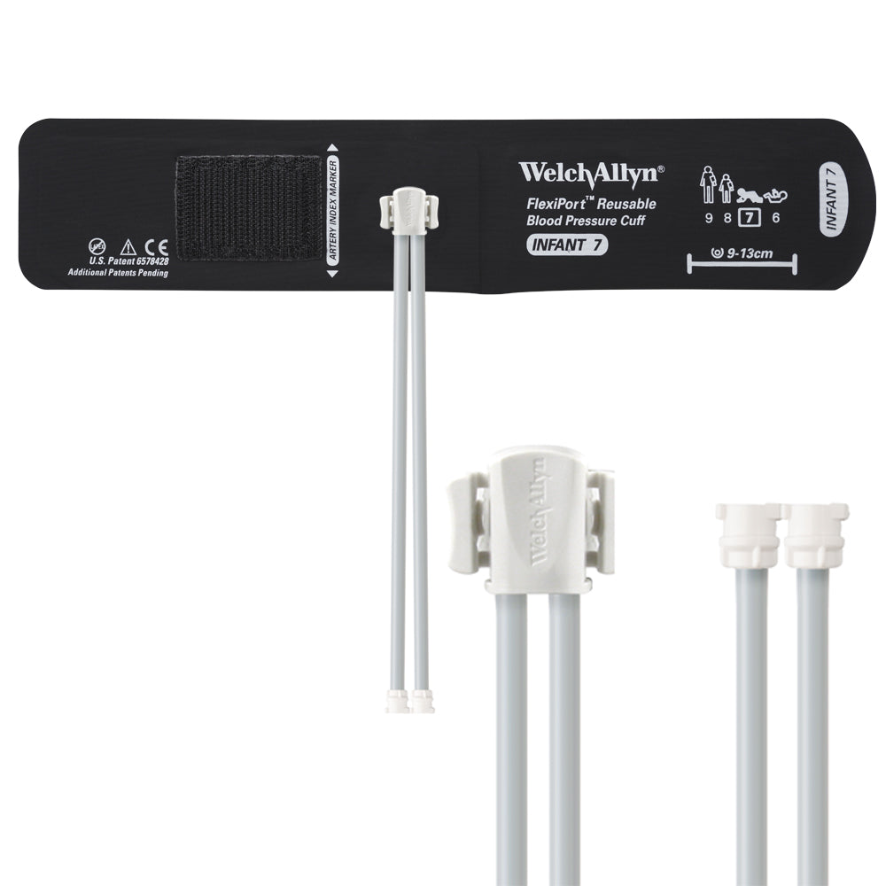 Welch Allyn FlexiPort Blood Pressure Cuff; Size-07 Infant, Reusable, 2- Tubes (8.0 and 8.0 in/20.3 and 20.3 cm) Accessories Welch Allyn