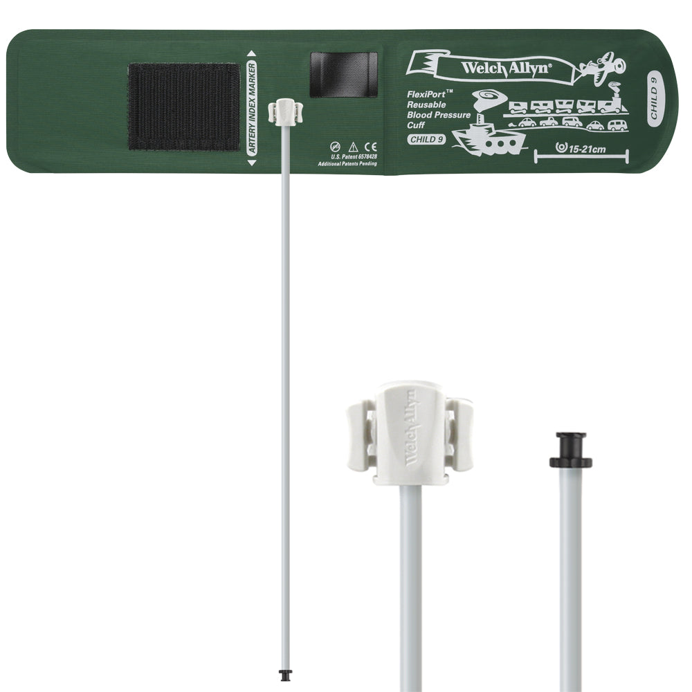 Welch Allyn FlexiPort Blood Pressure Cuff; Size-09 Child, Reusable, 1-Tube (24.0 in/61.0 cm), Tri-Purpose (#5082-168) Connector Accessories Welch Allyn   