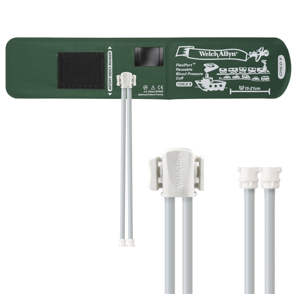 Welch Allyn FlexiPort Blood Pressure Cuff; Size-09 Child, Reusable, 2- Tubes (8.0 and 8.0 in/20.3 and 20.3 cm) Accessories Welch Allyn