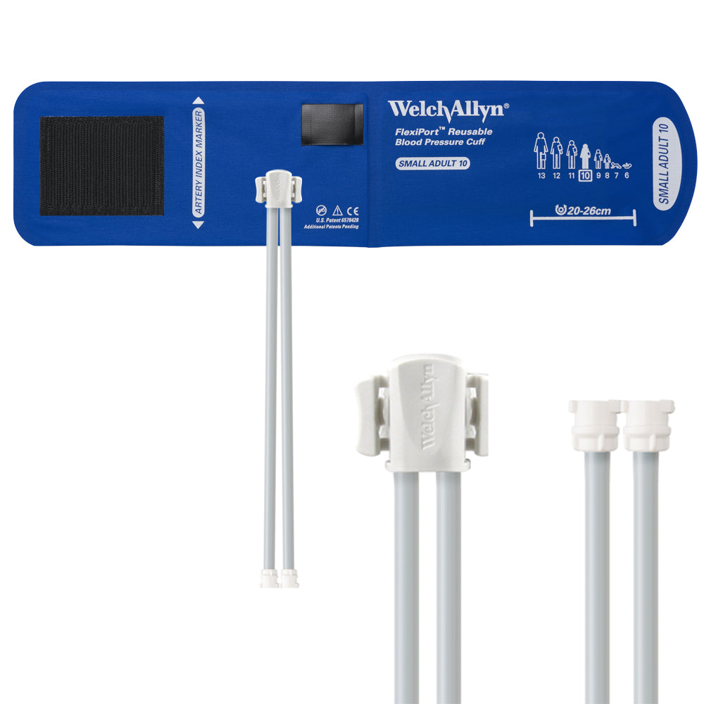 Welch Allyn FlexiPort Blood Pressure Cuff; Size-10 Small Adult, Reusable, 2-Tubes (8.0 and 8.0 in/20.3 and 20.3 cm) Accessories Welch Allyn