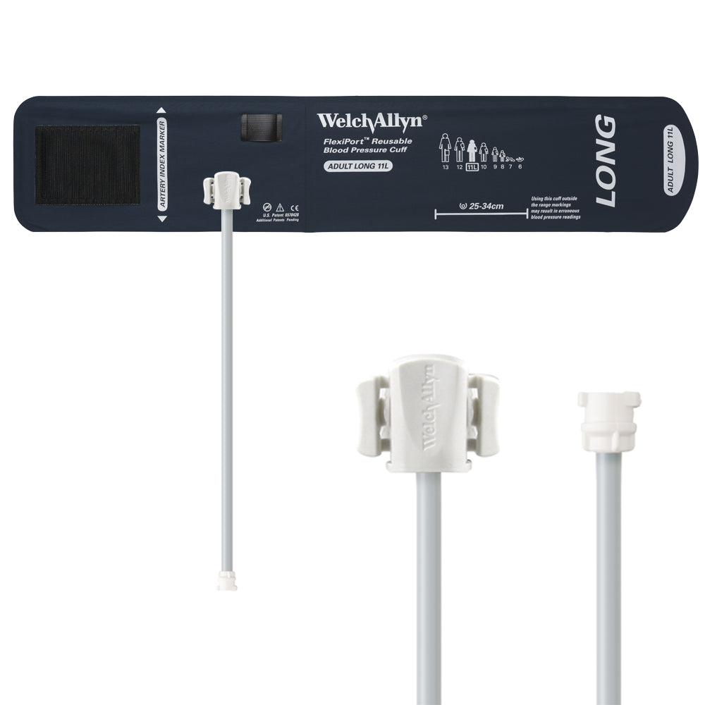 Welch Allyn FlexiPort Blood Pressure Cuff; Size-11L Adult Long, Reusable, 1-Tube, Female Locking (#5082-182) Connector Accessories Welch Allyn