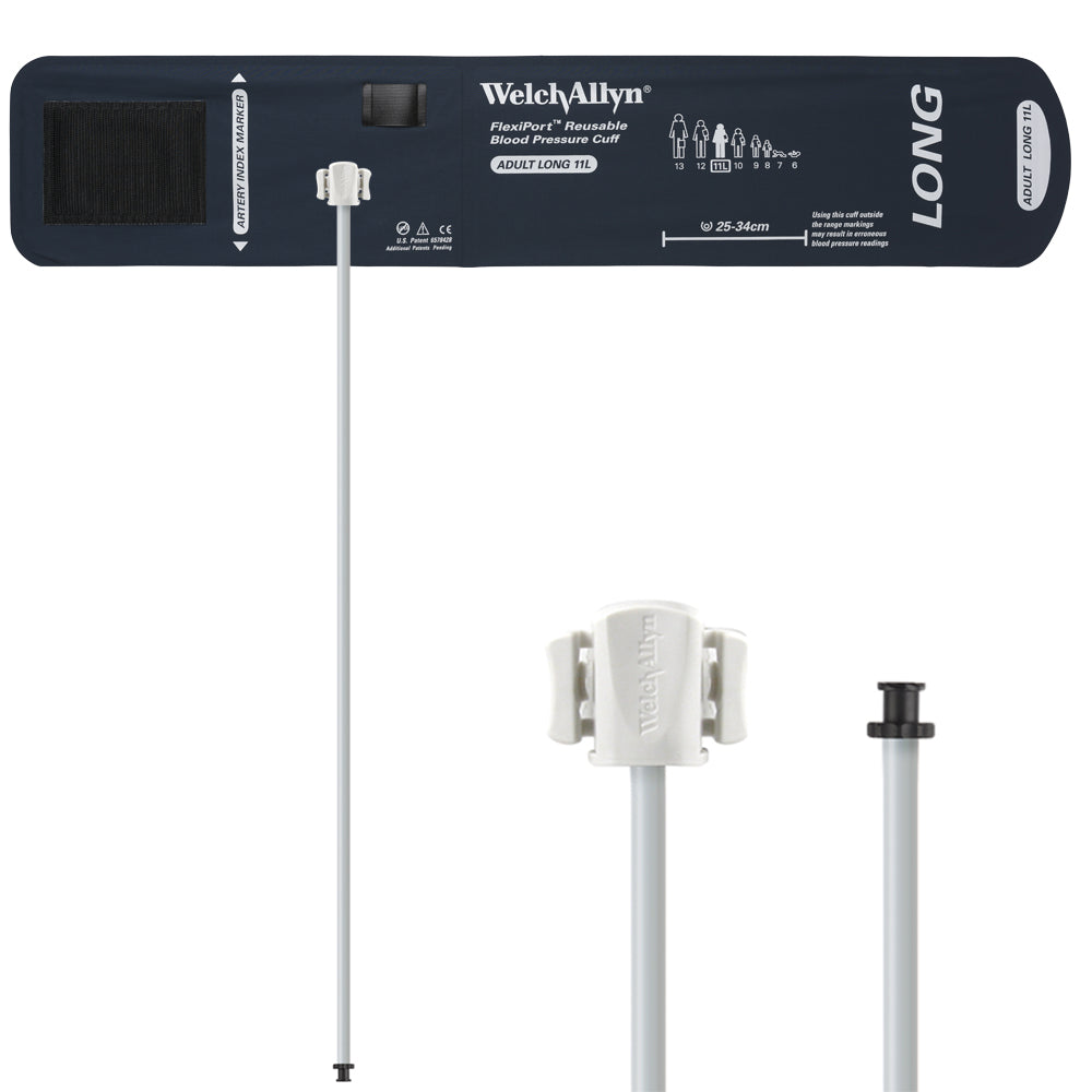 Welch Allyn FlexiPort Blood Pressure Cuff; Size-11L Adult Long, Reusable, 1-Tube, Tri-Purpose (#5082-168) Connector Accessories Welch Allyn