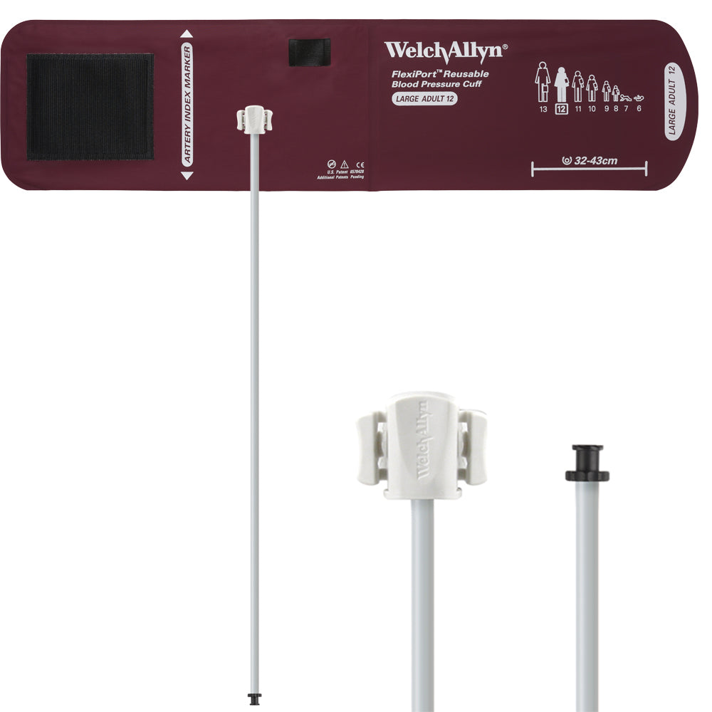 Welch Allyn FlexiPort Blood Pressure Cuff; Size-12 Large Adult, Reusable, 1-Tube, Tri-Purpose (#5082-168) Connector Accessories Welch Allyn