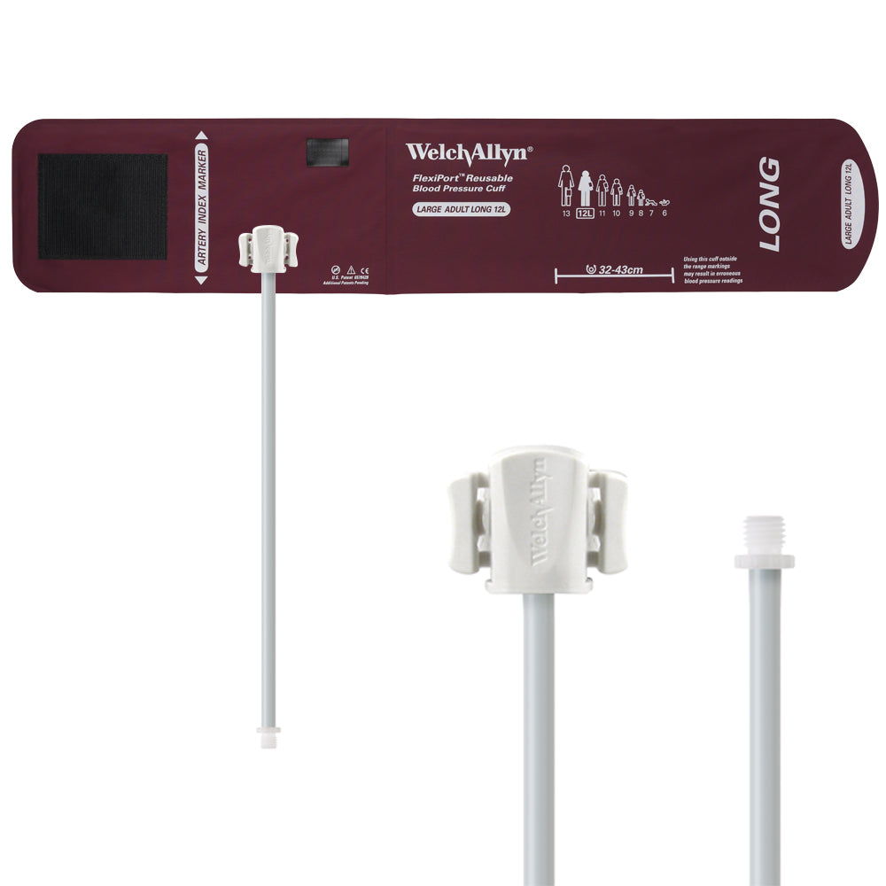 Welch Allyn FlexiPort Blood Pressure Cuff; Size-12L Large Adult Long, Reusable, 1-Tube Accessories Welch Allyn