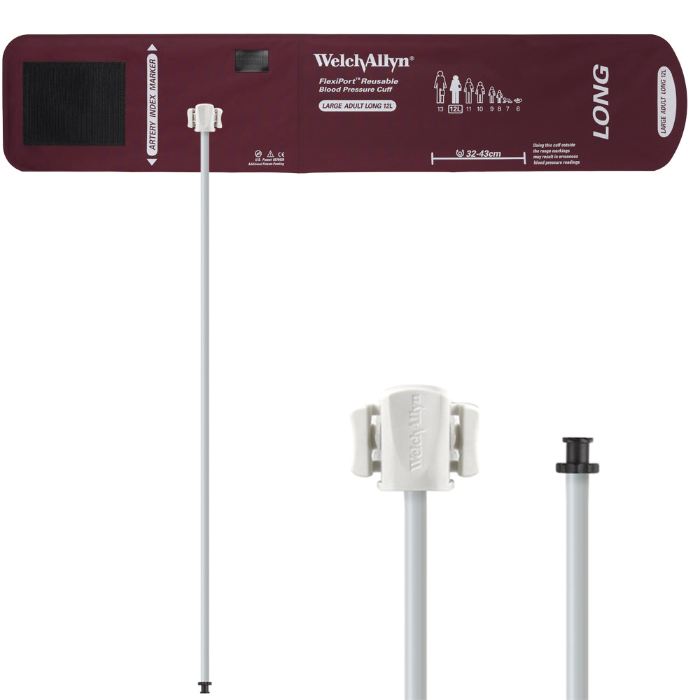 Welch Allyn FlexiPort Blood Pressure Cuff; Size-12L Large Adult Long, Reusable, 1-Tube, Tri-Purpose (#5082-168) Connector Accessories Welch Allyn