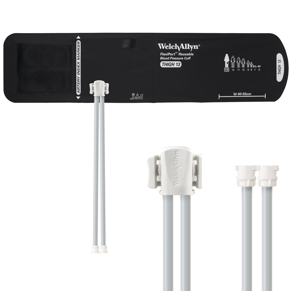 Welch Allyn FlexiPort Blood Pressure Cuff; Size-13 Thigh, Reusable, 2-Tubes (8.0 and 8.0 in/20.3 and 20.3 cm) Accessories Welch Allyn