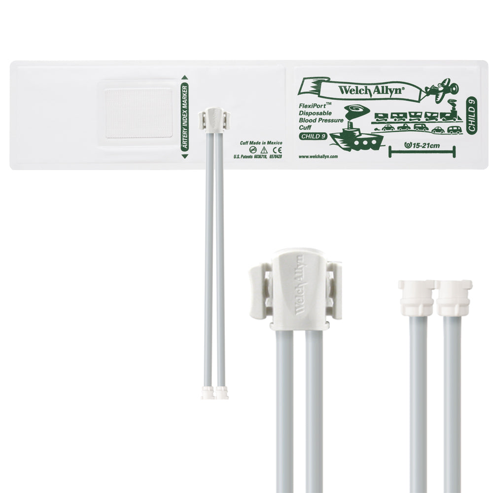 Welch Allyn FlexiPort Blood Pressure Cuff; Size-09 Child, Soft Disposable, 2-Tubes - Pack of 20 Accessories Welch Allyn