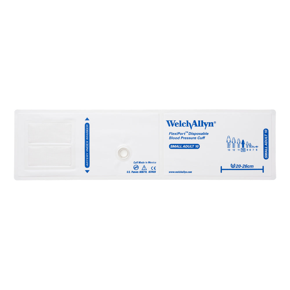 Welch Allyn FlexiPort Blood Pressure Cuff; Size-10 Small Adult, Soft Disposable, No Tubes or Connectors - Pack of 20 Accessories Welch Allyn