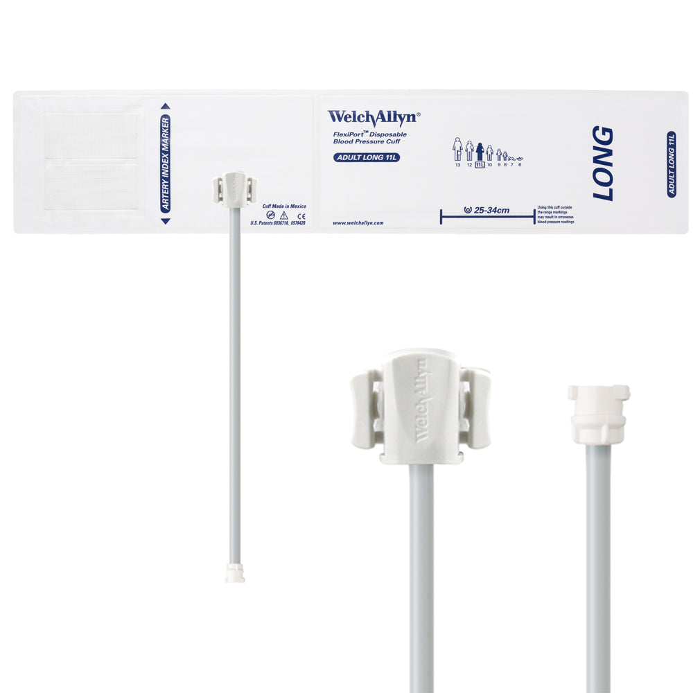 Welch Allyn FlexiPort Blood Pressure Cuff; Size-11L Adult Long, Soft Disposable, 1-Tube - Pack of 20 Accessories Welch Allyn