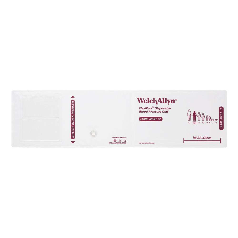 Welch Allyn FlexiPort Blood Pressure Cuff; Size-12 Large Adult, Soft Disposable, No Tubes or Connectors - Pack of 20 Accessories Welch Allyn