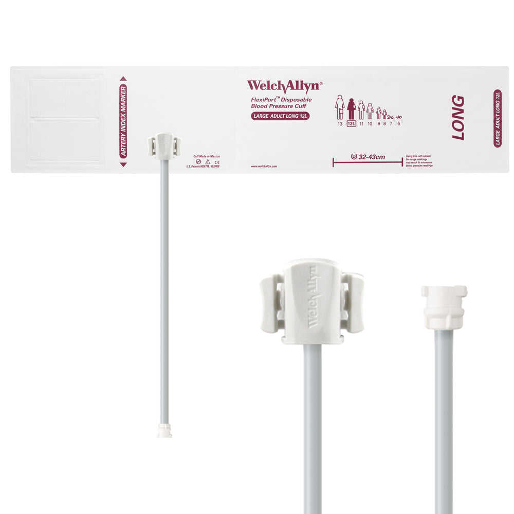 Welch Allyn FlexiPort Blood Pressure Cuff; Size-12L Large Adult Long, Soft Disposable, 1-Tube - Pack of 20 Accessories Welch Allyn