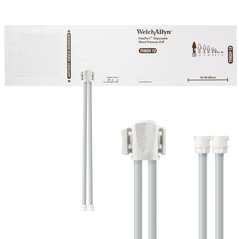 Welch Allyn FlexiPort Blood Pressure Cuff; Size-13 Thigh, Soft Disposable, 2-Tubes - Pack of 20 Accessories Welch Allyn