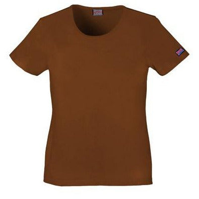 Cherokee WorkWear Women's Round Neck Short Sleeve Tee Scrubs Cherokee XS Chocolate