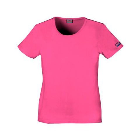 Cherokee WorkWear Women's Round Neck Short Sleeve Tee Scrubs Cherokee XS Shocking Pink