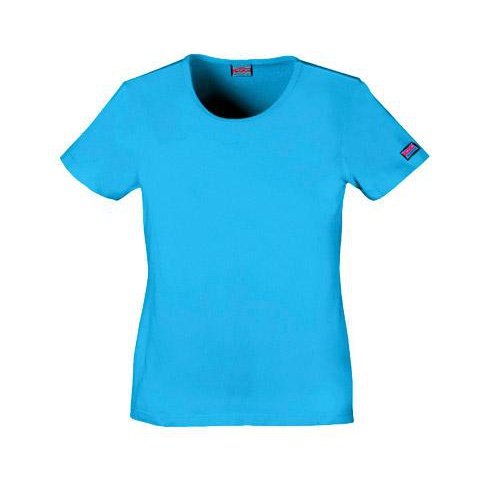 Cherokee WorkWear Women's Round Neck Short Sleeve Tee Scrubs Cherokee XS Turquoise