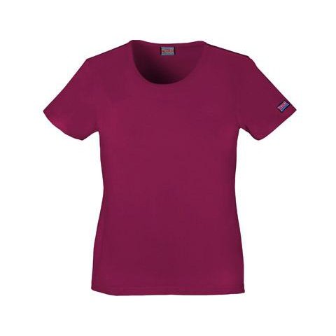 Cherokee WorkWear Women's Round Neck Short Sleeve Tee Scrubs Cherokee S Wine