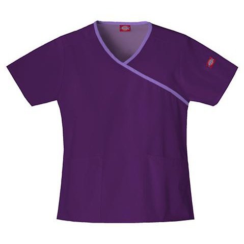 Dickies EDS Women's Mock Wrap Scrub Top Scrubs Dickies XS Eggplant
