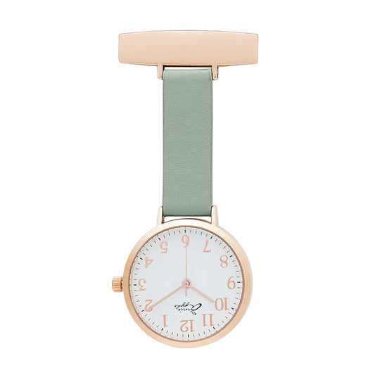 Annie Apple Nurses Fob Watch - Meraki - Gold & Sage - Leather - 35mm  Annie Apple   