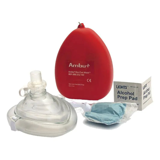 Ambu CPR Mask With O2 Inlet, Headstrap, Gloves, And Wipes KEMP Kemp USA