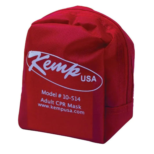 Kemp USA CPR Mask With O2 Inlet, Headstrap, Gloves, And Wipes In Soft Case Pouch KEMP Kemp USA