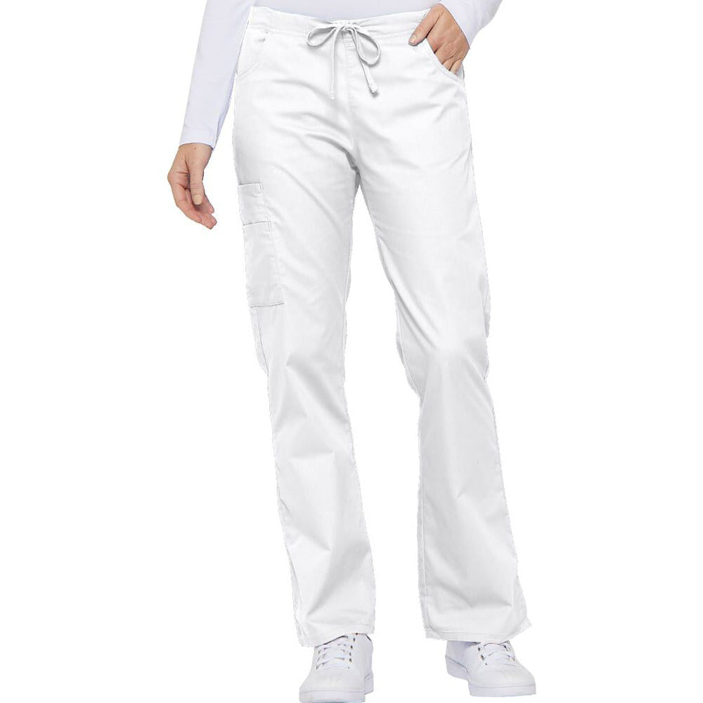 Cherokee Women's Workwear Flare Leg Drawstring Scrub Pant Cherokee White XS