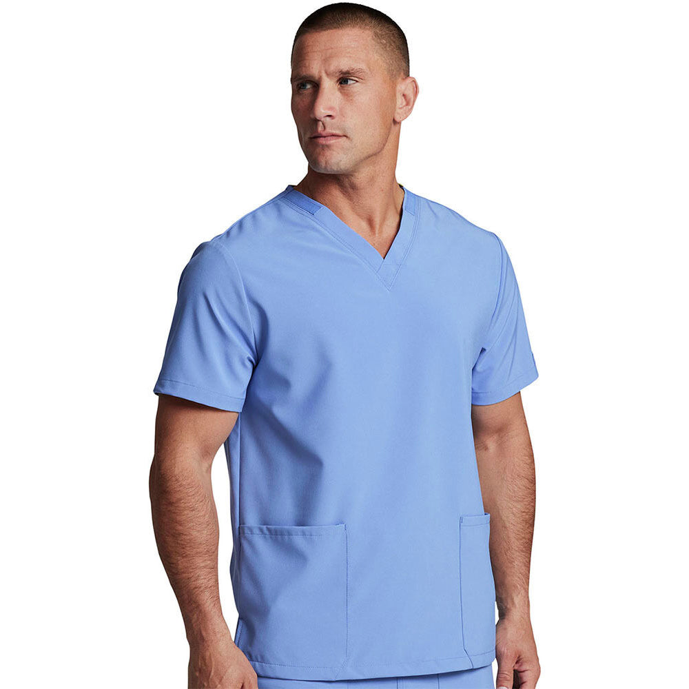 Unisex 2-Pocket V-Neck Scrub Top - Ceil Blue - Medium