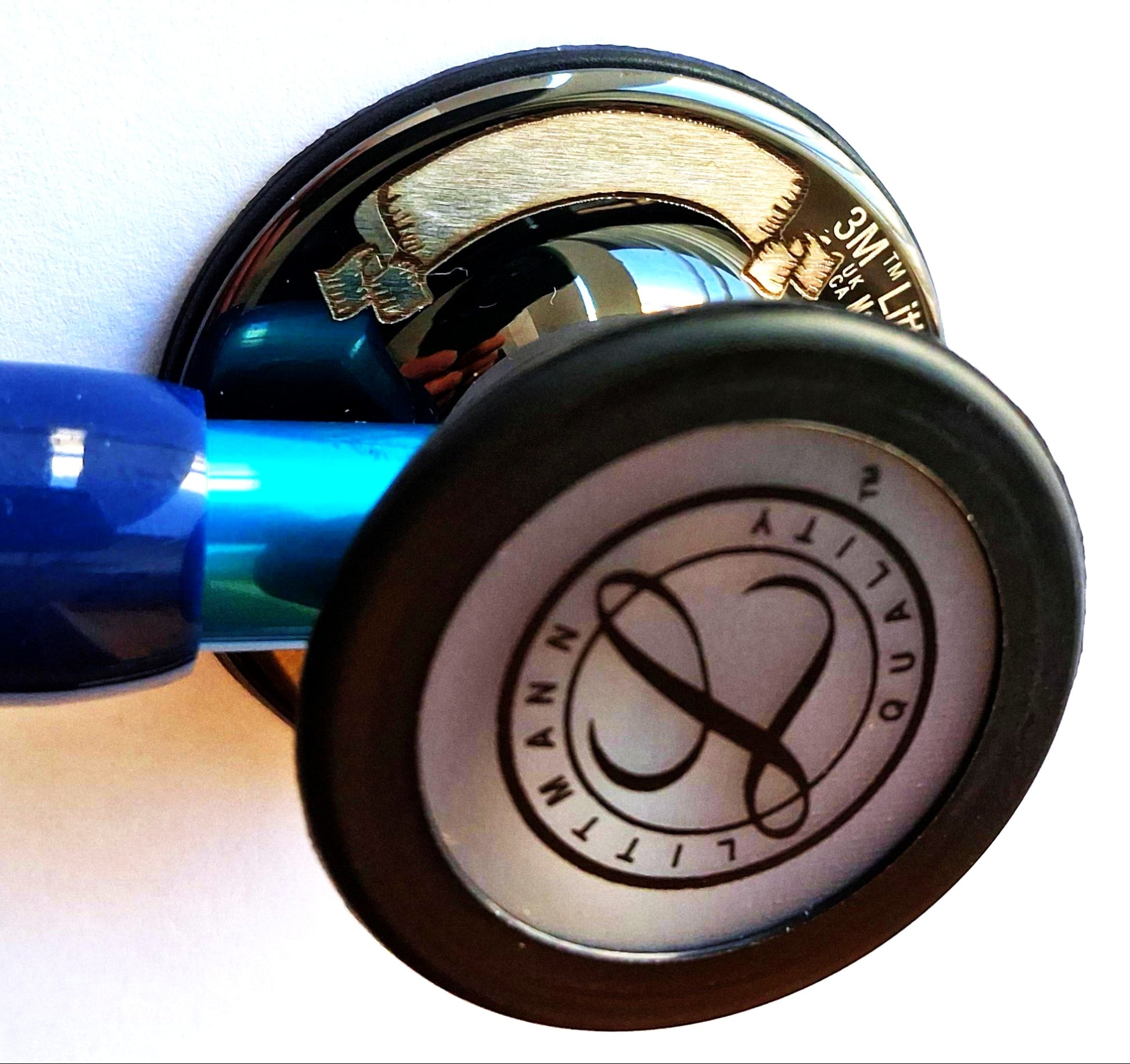 Littmann Cardiology IV Diagnostic Stethoscope: Polished Smoke & Navy - Blue Stem 6202 - Over Engraved Stethoscopes Littmann Stethoscopes
