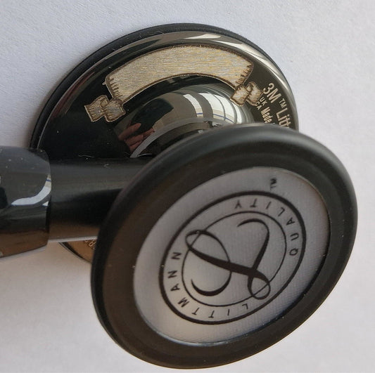 Littmann Cardiology IV Diagnostic Stethoscope: Smoke & Black - Black Stem 6232 - Over Engraved Stethoscopes Littmann Stethoscopes