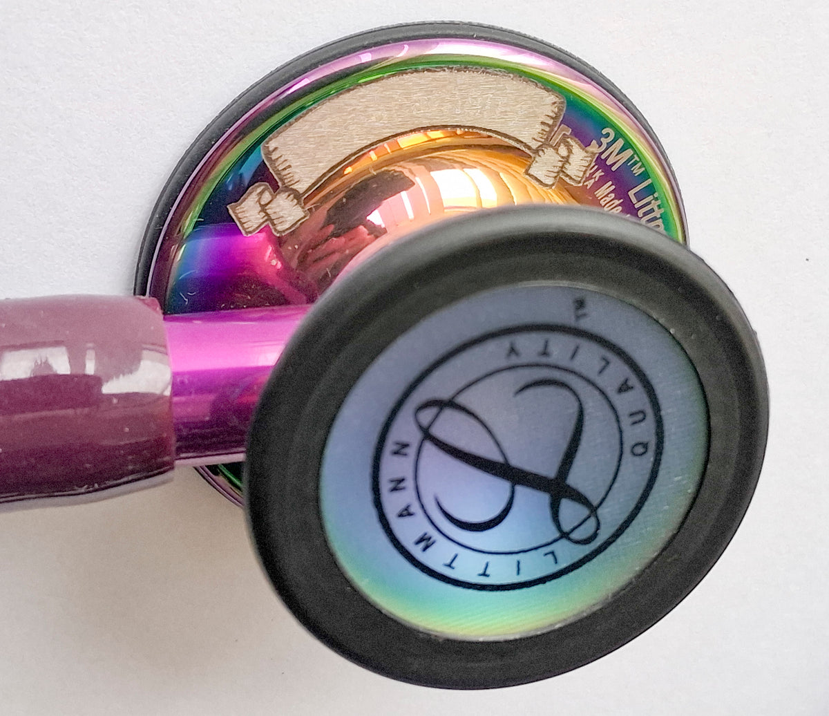 Littmann Cardiology IV Diagnostic Stethoscope: Rainbow & Plum - Violet Stem 6205/B- Over Engraved Stethoscopes Littmann Stethoscopes