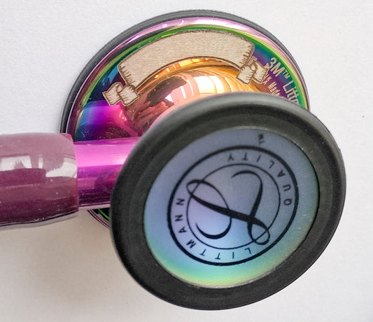 Littmann Cardiology IV Diagnostic Stethoscope: Rainbow & Plum - Violet Stem 6205/B- Over Engraved Stethoscopes Littmann Stethoscopes