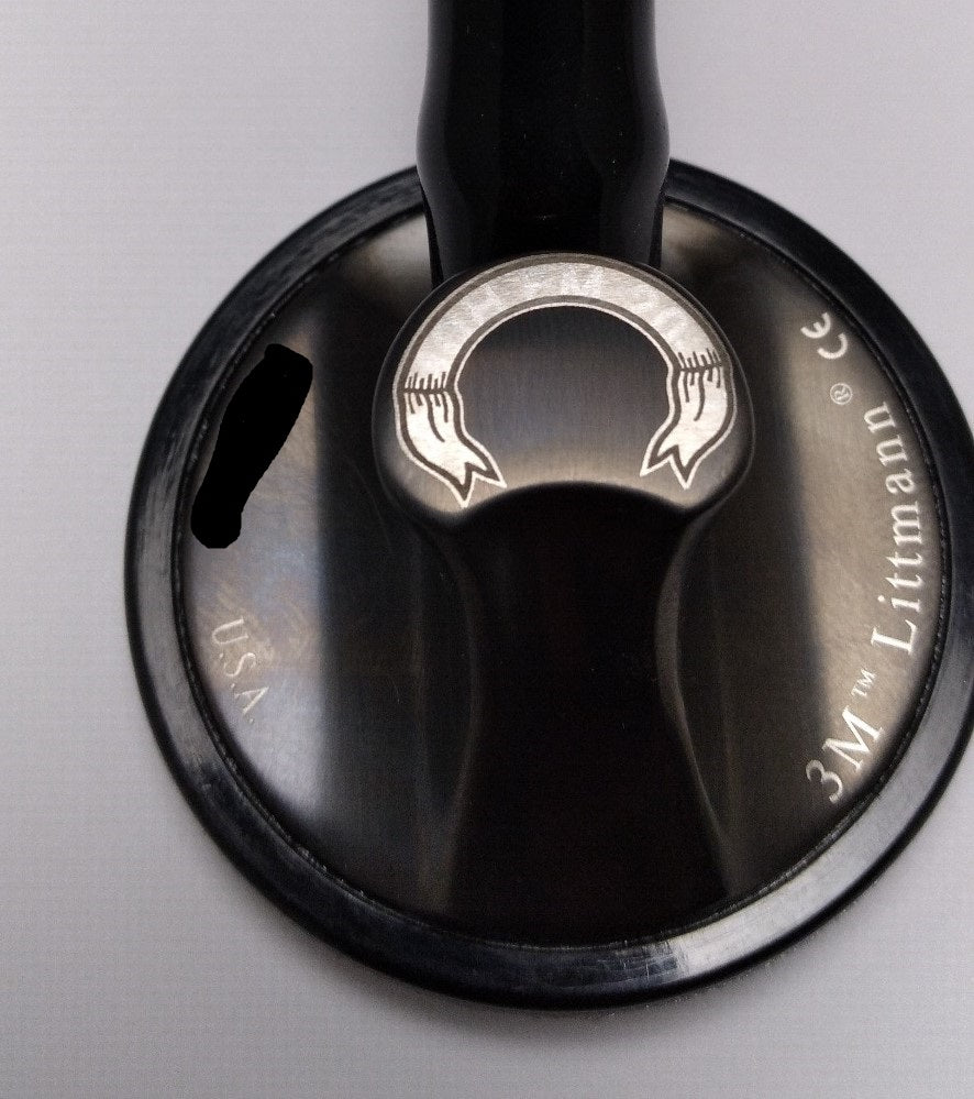 Littmann Master Cardiology Stethoscope: Black & Smoke Finish 2176 - Over engraved Stethoscopes Littmann Stethoscopes