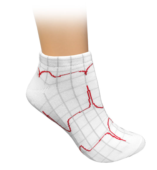 Nurses Fashion Socks - Heartbeat EKG on White Prestige