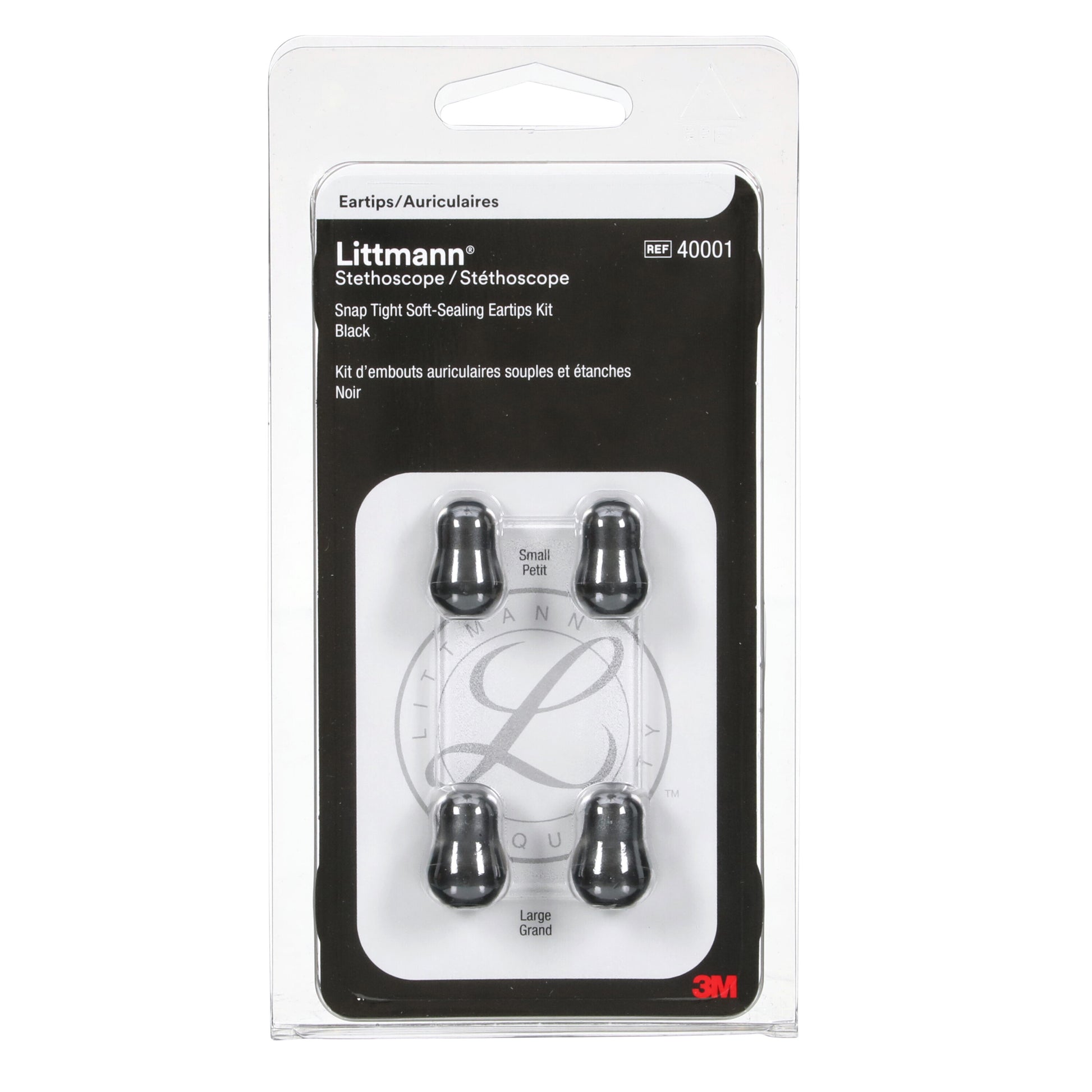 3M™ Littmann® Stethoscope Spare Parts Kit, Snap Tight Soft-Sealing Eartips, Black, Large and Small Stethoscopes 3M Littmann   