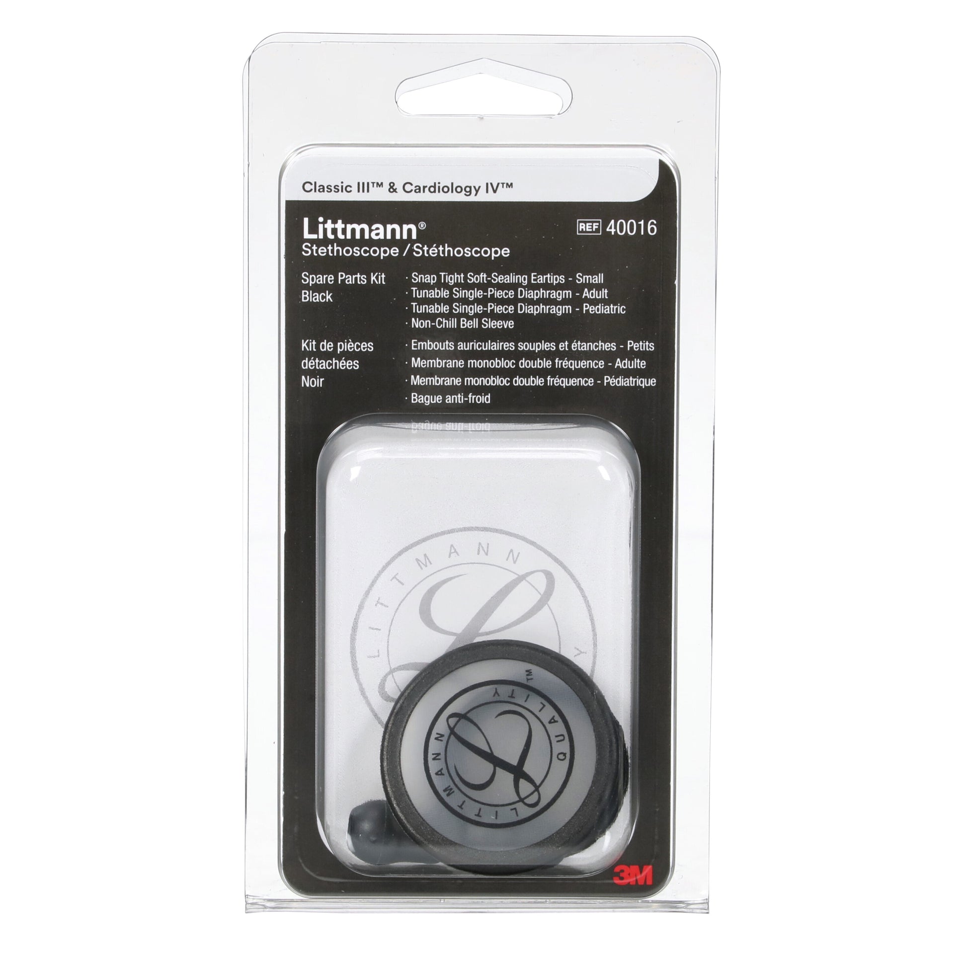 3M Littmann Stethoscope Spare Parts Kit - CORE Digital/Classic III/Cardiology IV - Black Littmann Spare Parts 3M 