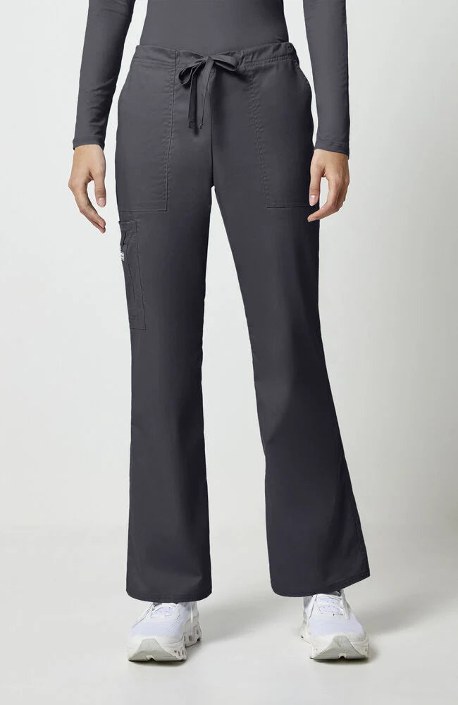 Cherokee Women's Workwear Flare Leg Drawstring Scrub Pant - Petite Cherokee Pewter XS